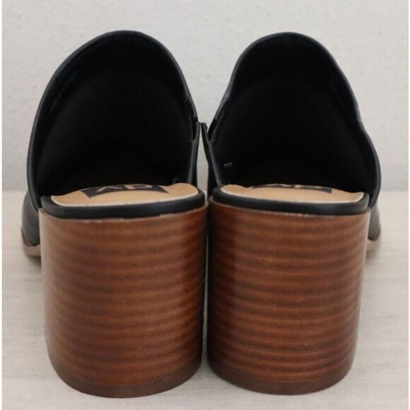 dv x Dolce Vita UW611029 Women’s Sz 8.5 Black Nero PU Leather Stacked Heel Mules - Picture 3 of 14